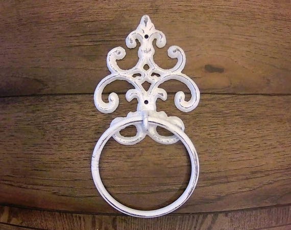 Shabby Chic Towel Ring Fleur De Lis Hand Towel Ring Cast Iron