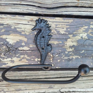 Seahorse Toilet Paper Holder, TP Holder, Toilet Tissue Holder, Nature, Wall Hook, Beach Cottage, Lake house bathroom decor, Bath fixture Sea