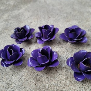 Mini Metal Roses | Set of 6 |  Rose | Purple| Rustic | steel | FleurDeLisJunkie | Supplies DIY | craft supplies for picture frames