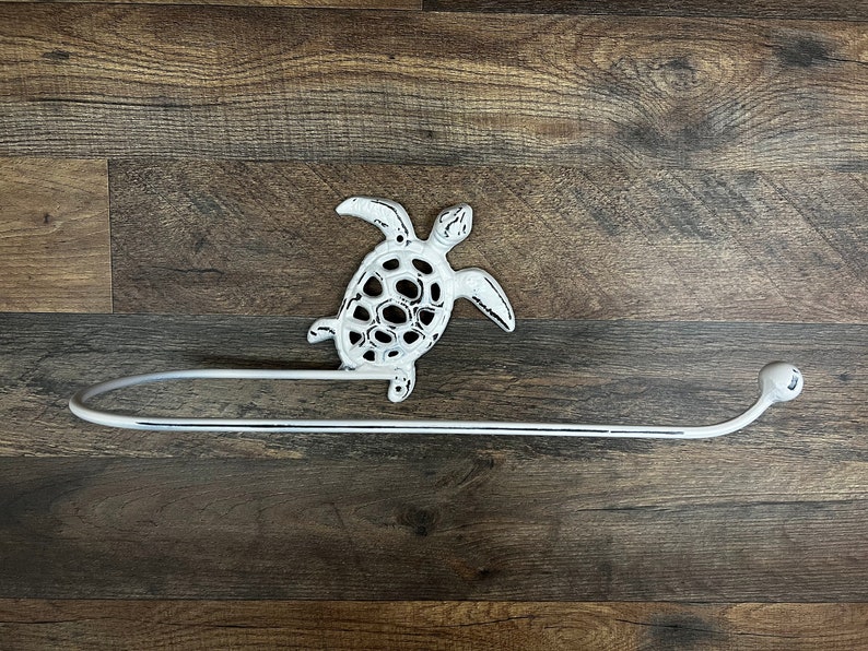 Sea Turtle Paper Towel Holder, PICK YOUR COLOR, Bathroom Towel Bar, Nature, Wall Bath Towel Hanger, Beach Cottage, Lake house bath image 9