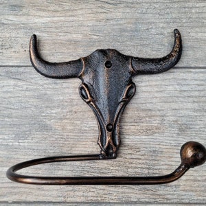 Porta carta igienica da bagno Longhorn, scegli il tuo colore, porta carta igienica Western, porta carta igienica, accessorio da bagno rustico Texas Ranch Cabin, UT