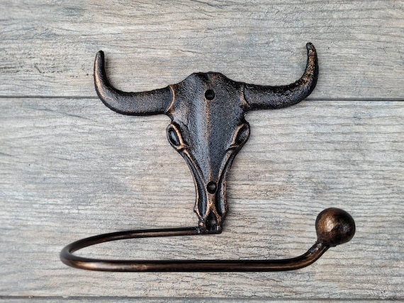 Longhorn Steer Toilet Paper Holder Western TP Roll Hanger Rustic Bathroom Decor Longhorn Steer Toilet Paper Holder Western TP Roll Hanger Rustic Bathroom Decor