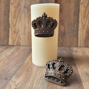 Set of 2 Crown Candle pins for pillar candles  - PICK YOUR COLOR - Old World, Tuscan, Candle Tacks, Royal, Queen and King decor.