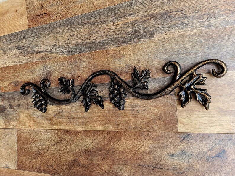 Grapevine Topper Cast Iron 21.5 Pediment wine cellar decor wine decor French Country Tuscan valance FleurDeLisJunkie image 7