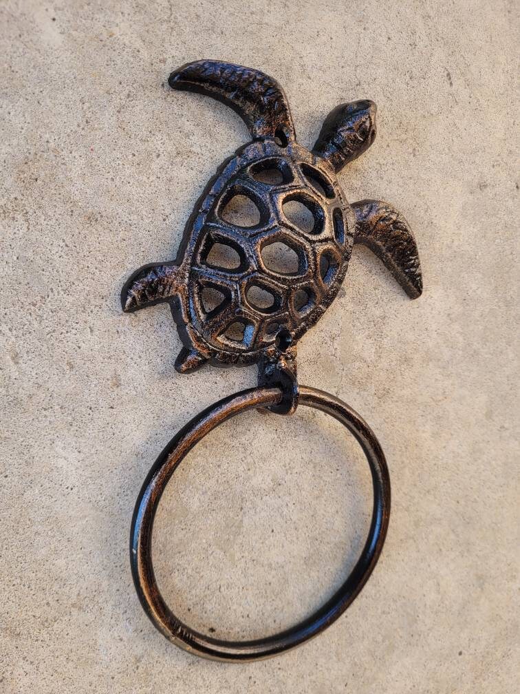 Porte Serviette De Table Tortue De Mer Métal Bleu - Distributeur Serviettes Élégant 15x15cm