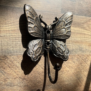 Butterfly Hook, Towel Hanger, Cottage Bathroom, Metal Butterfly Hook, Robe Hook, Iron Metal Bath Hardware, Nature, Girls, Princess