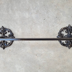 Metal Towel Bar for Bathroom, PICK YOUR COLOR. Iron Towel Holder for Bath | Fleur de Lis Towel Rod