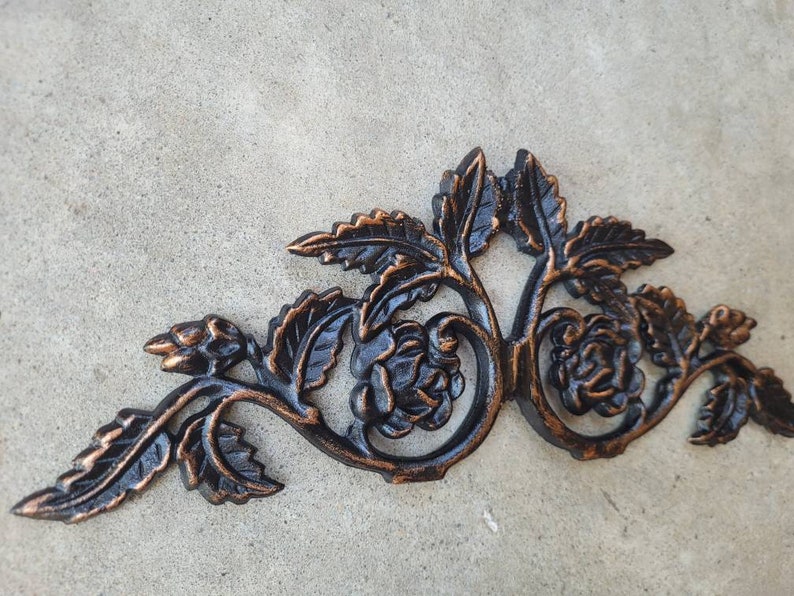 Iron Over door Topper Rose Pediment PICK YOUR COLOR Metal Old World Victorian Kitchen Cabinet Hardware Wall Plaque FleurDeLisJunkie image 3