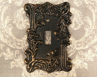 Ornate Single Toggle Light Switch Cover, PICK YOUR COLOR, One Toggle Switch wall plate, tuscan, royal, FleurDeLisJunkie