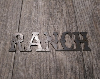 Ranch Schild | WÄHLE DEINE FARBE | Wanddeko | Rustikale Metallbuchstaben | Buchstaben-Plasma-Schnitt | Heshed | He Shed rustikales Outdoor-Indoor-Zeichen