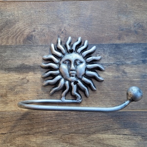 Sun Toilet Paper Holder, TP Holder, Toilet Tissue Holder, towel Wall Hook hanger, Iron Sun TP holder, Celestial Bathroom, Moon
