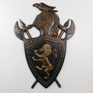 Lion Shield Knight Shield Eagle Shield Medieval Wall Decor | PICK YOUR COLOR | Metal Art Fleur de Lis Coat of Arms  FleurDeLisJunkie Royal