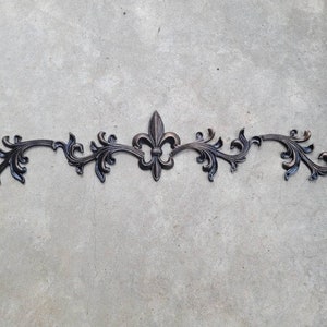 Cast Iron Fleur de Lis Topper PICK YOUR COLOR Pediment French Wrought Iron Decor French Country Metal Art Valance Fleurs image 4