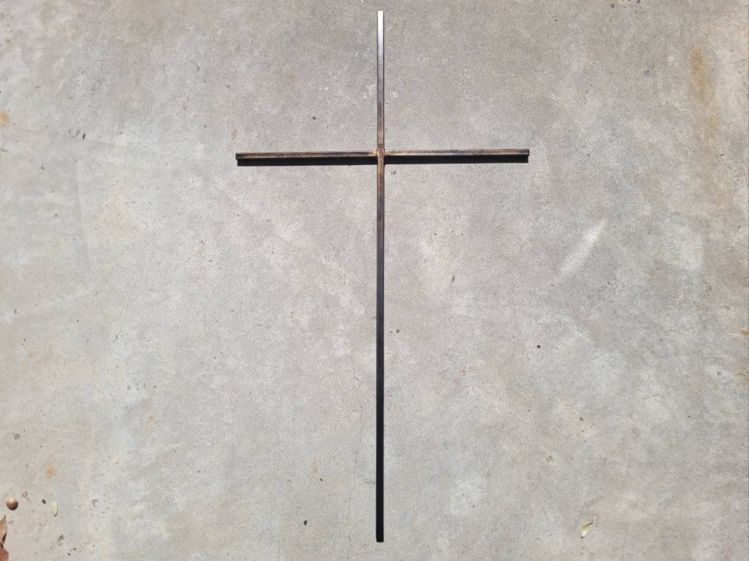 Large Iron Wall Cross. Handmade and Hand Painted. 36 Inches Tall