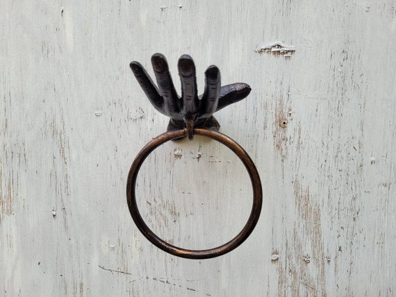 Towel Ring Hand Towel Ring Cast Iron Towel Ring Modern Towel Hanger Bathroom Fixture Fleurdelisjunkie Hardware Etsy