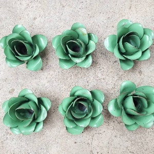 Small Metal Roses | Set of 6 Light green | Rustic | Farmhouse | FREE USA SHIPPING | FleurDeLisJunkie | Supplies | Western | craft supplies