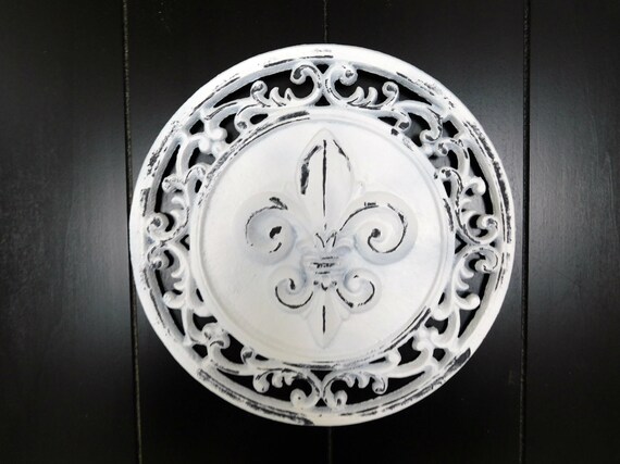 Fleur De Lis Wall Decor Wall Medallion Shabby Chic Wall Etsy