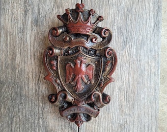 Eagle Shield Wall Plaque Decor | PICK YOUR COLOR | Old World | Crown | Fleur de Lis | Coat of Arms | Eagle Shield, Red  FleurDeLisJunkie