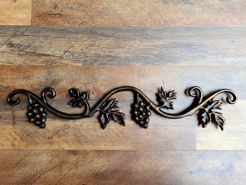 Grapevine Topper Cast Iron 21.5 Pediment wine cellar decor wine decor French Country Tuscan valance FleurDeLisJunkie image 5