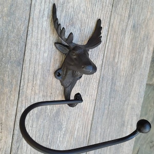 Porta carta igienica da bagno Moose, SCEGLI IL TUO COLORE, Porta carta igienica, Portasciugamani, Gancio a parete. Cabina Ranch, Accessorio da bagno rustico Antlers, Carta igienica