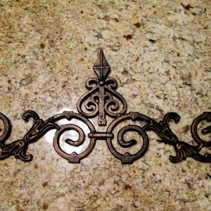 22 inches Cast Iron Fleur de Lis Topper | PICK YOUR COLOR | Pediment | Valance | Old World | Tuscan | Metal Art | Wrought Iron Decor