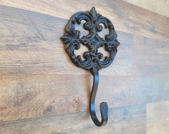 Iron Medallion Wall Hook - PICK YOUR COLOR - Coat Hook, Hat Rack, Jewelry Hook, Old World, Tuscan, Fleur de Lis, Organization Iron wall