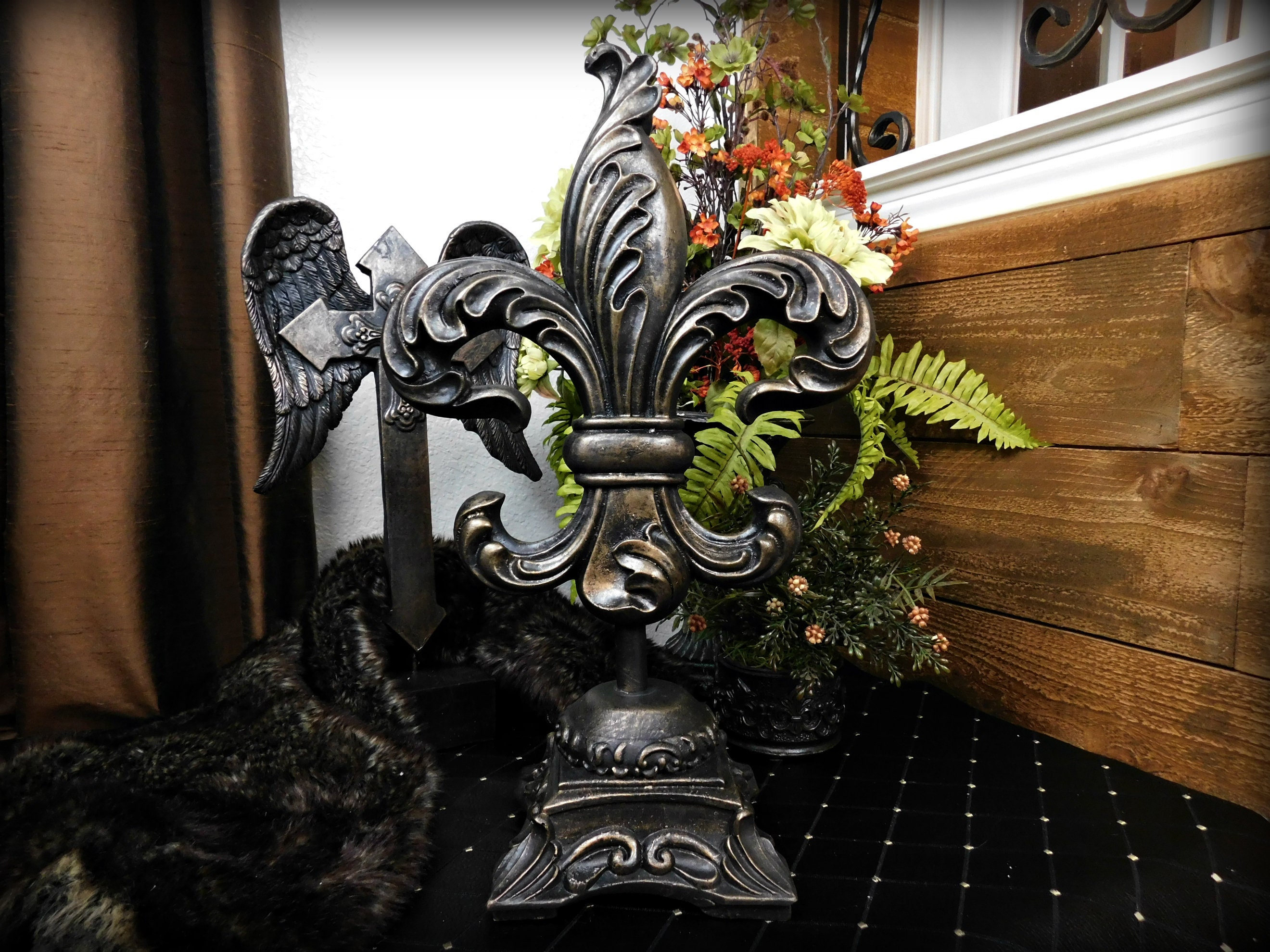 Fleur De Lis Finial, Pick Your Color, Rustic Table Decor, French Country Home Primitive Living Room Decor