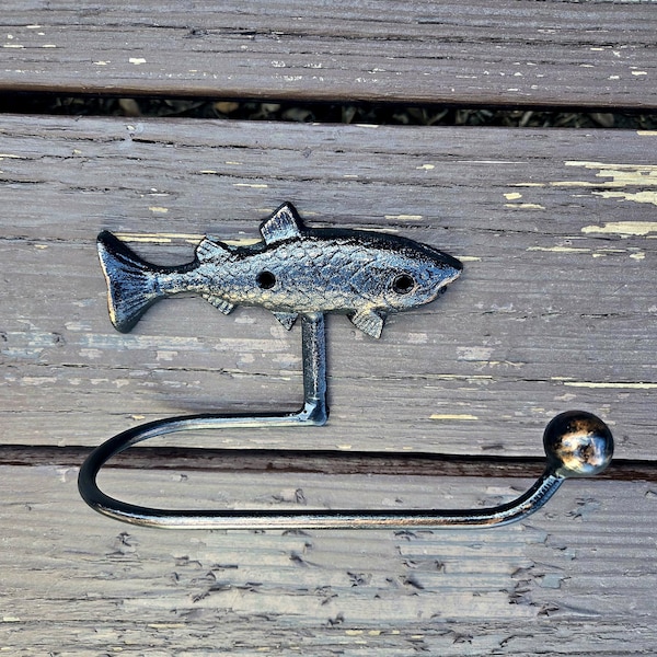 Fish Toilet Paper Holder PICK your COLOR, TP Holder, Toilet Tissue Holder, Nature, Wall Hook, Beach Cottage, Lake house bathroom decor