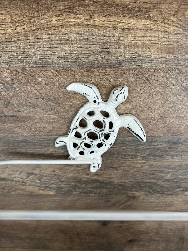 Sea Turtle Paper Towel Holder, PICK YOUR COLOR, Bathroom Towel Bar, Nature, Wall Bath Towel Hanger, Beach Cottage, Lake house bath image 7