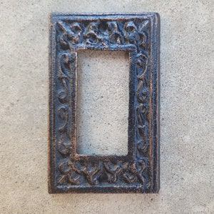 Single Rocker Light Switch Plate Cover, PICK YOUR COLOR, One Gang Rocker Wall Plate, Rustic Cast Iron Decor Metal Wall decor