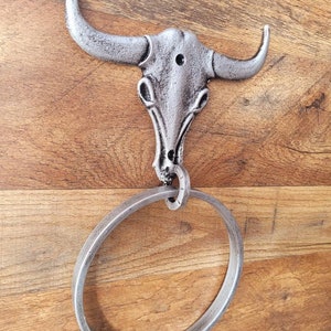 Longhorn Bathroom Towel Ring PICK your COLOR and SIZE Cast Iron Towel Ring Towel Hanger Ranch Cabin Bath Western decor image 4