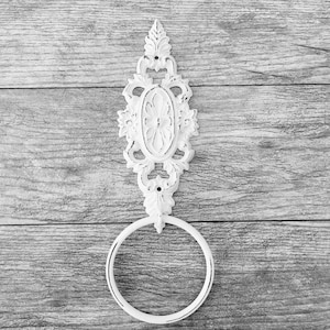 Shabby Chic Towel Ring Ornate Towel Ring Pick Your Color Iron Towel Ring White Towel Hanger Shabby Chic Bathroom Fleurdelisjunkie Etsy