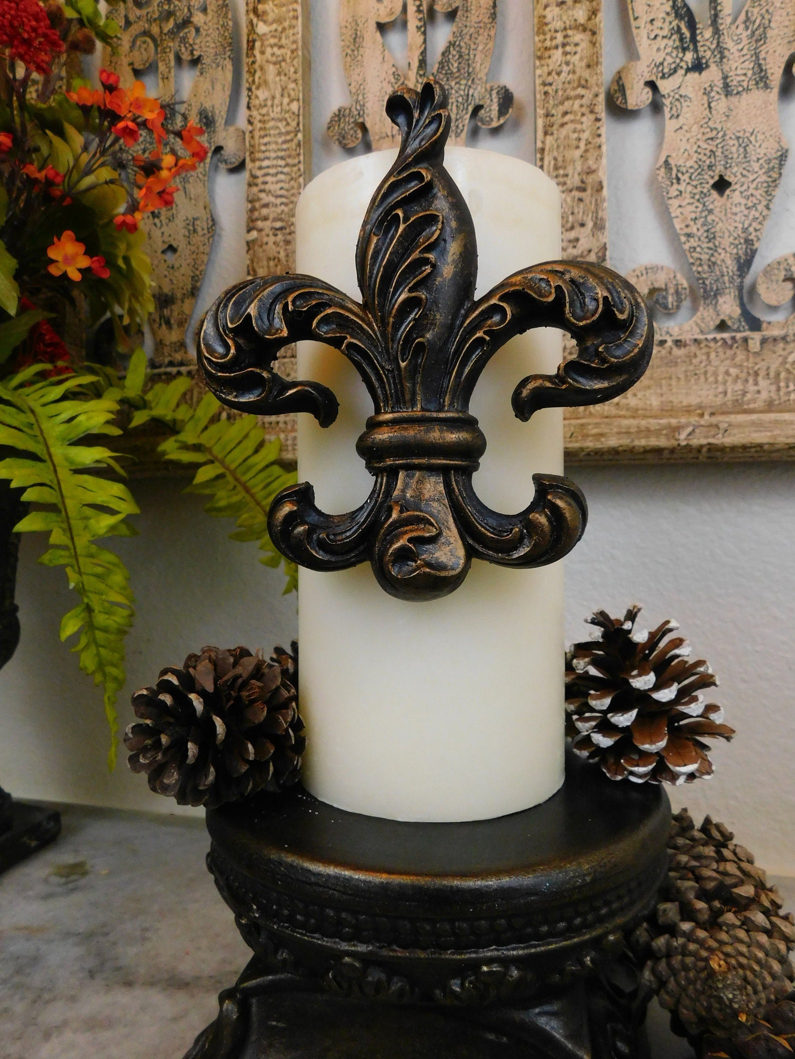 Fleur De Lis Candle Pin | PICK YOUR COLOR | Ornate Candle Pins, Fleur