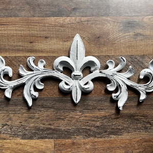 Cast Iron Fleur de Lis Topper | PICK YOUR COLOR | French style Pediment | Wrought Iron Decor | French Country | Metal Art | Valance |