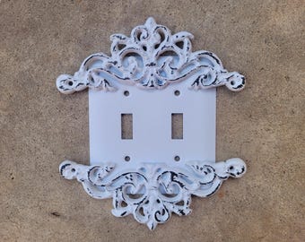 Cubierta de placa de interruptor de luz de doble palanca / ELIGE TU COLOR / Shabby Chic Placa de interruptor de dos posiciones. Diseño original. Victoriano, Shabby Chic