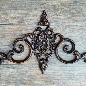 16 in. Cast Iron Topper | Pediment | Wall Plaque | Old World | Tuscan | Medieval | French Country Pediment | Door topper | FleurDeLisJunkie