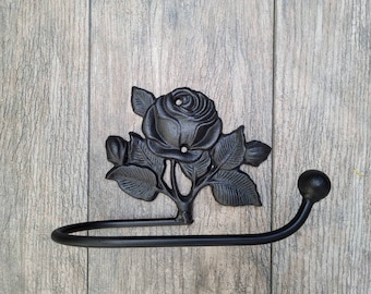Toilet Paper Holder Rose, PICK your color | Tissue Holder, TP Hanger, Bathroom Toilet Paper Holder, TP Holder, Iron Metal Bath Hardware