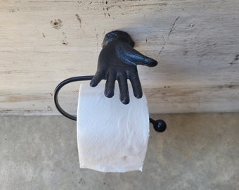 Hand Toilet Paper Holder and cell phone shelf, TP Holder, Toilet Tissue Holder, towel Wall Hook hanger, Iron Hand TP holder, Modern