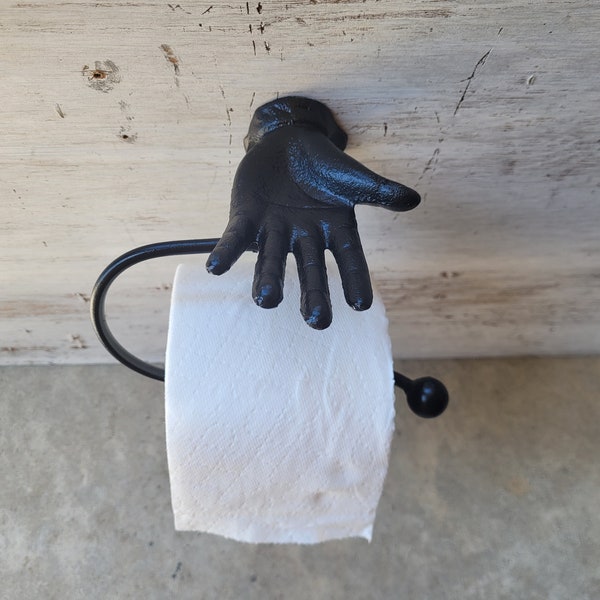 Hand Toilet Paper Holder and cell phone shelf, TP Holder, Toilet Tissue Holder, towel Wall Hook hanger, Iron Hand TP holder, Modern