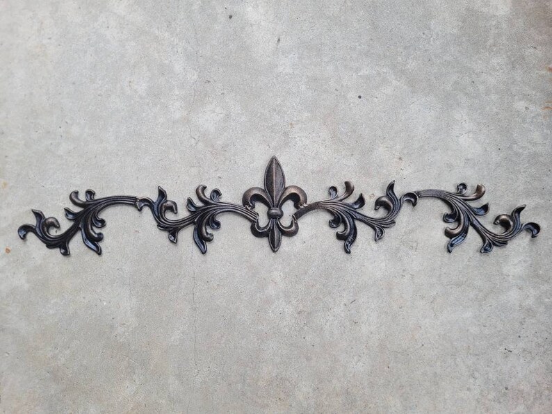 Cast Iron Fleur de Lis Topper PICK YOUR COLOR Pediment French Wrought Iron Decor French Country Metal Art Valance Fleurs image 9