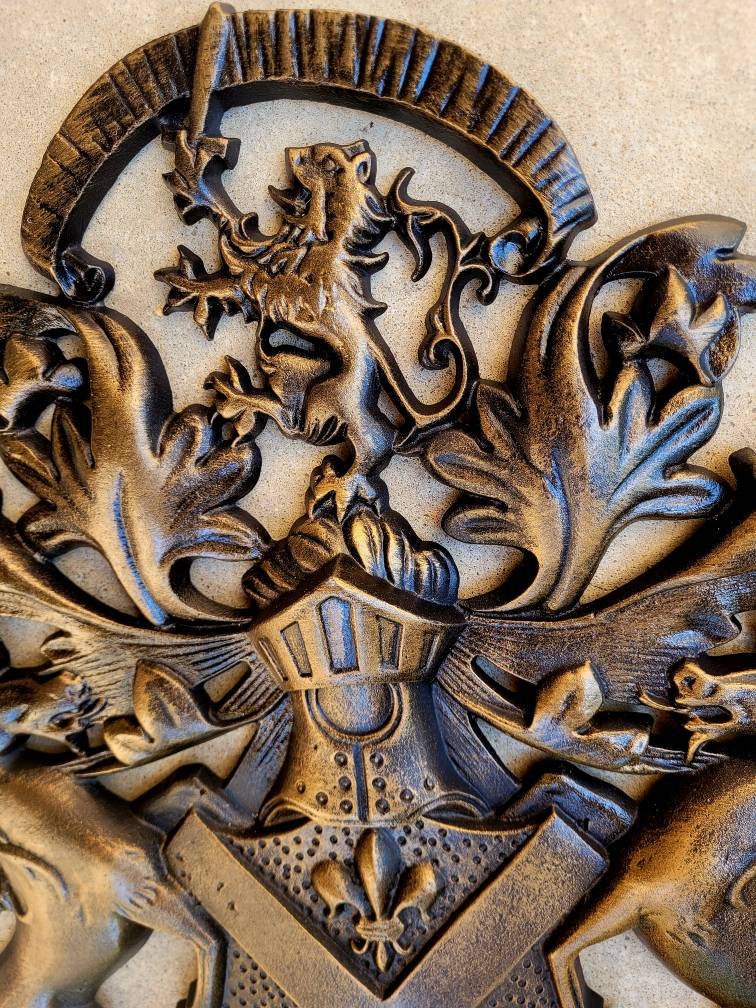 Large Shield Medieval Wall Decor PICK YOUR COLOR Metal Art Unicorn Lion  Fleur De Lis Coat of Arms Knight Queen King Royalty 