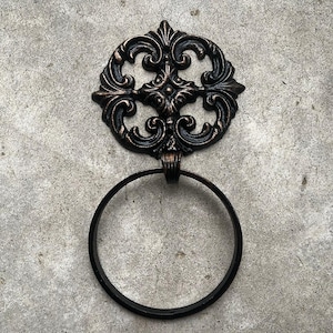 Ornate Towel Ring | PICK YOUR COLOR | Towel Hook | Towel Hanger | Tuscan | Unique Bathroom Hardware | Fleurdelisjunkie