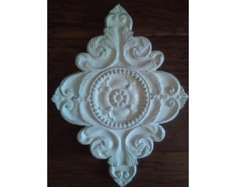 White Architectural Wall Medallion | Shabby Chic | Wall Plaque | Plaster | Home Decor | Pick your color | FleurDeLisJunkie | French Country