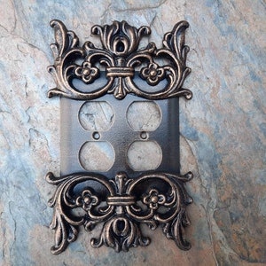 Metal Double Outlet Plate | PICK YOUR COLOR | Switch plate | Plug Switchplate | Plug Cover | Outlet Cover Plate | FleurDeLisJunkie