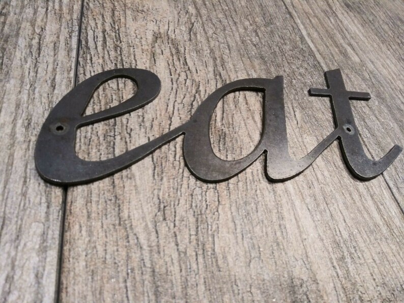 Eat Sign Metal Letters Wall Decor Rustic Letters Etsy