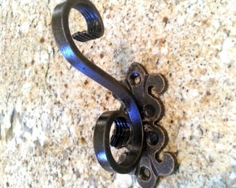 Iron Towel Wall Hook - PICK YOUR COLOR - Bathroom decor, Hat Rack, Jewelry Hook, Spanish, Old World, Tuscan, Fleur de Lis, FleurDeLisJunkie