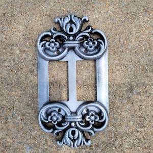 Ornate 2 Rocker Switch Plate Cover | PICK your COLOR | Metal Wall Decor GFI Rocker Switch Light Switch Covers, Double Rocker, 2 gang decora