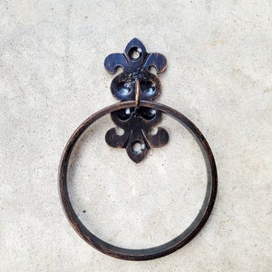 Iron Towel Ring | Towel Holder | Wall Towel Rack | Metal Bathroom Fixture | Bath Hardware | Hand Towel Ring | Towel Hanger | Fleur De Lis