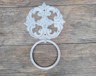 Shabby Chic Towel Ring for Bathroom Wall Decor | PICK YOUR COLOR | Iron Towel Hanger for Bath | Metal Bathroom Hardware | Towel Hook Holder