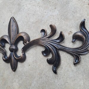 Cast Iron Fleur de Lis Topper PICK YOUR COLOR Pediment French Wrought Iron Decor French Country Metal Art Valance Fleurs image 5